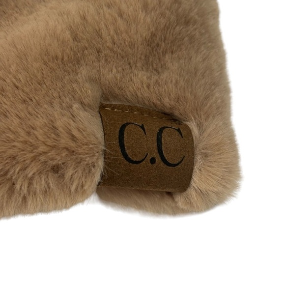 C.C. Mocha Faux Fur Sherpa Lined Headband with Velcro Closure One Size Fits Most - Picture 9 of 10